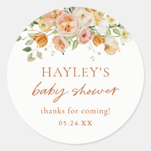 Boho Flowers Girl Baby shower Bedankt Ronde Sticker