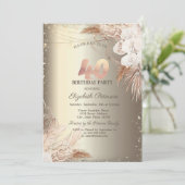 Boho Flowers,Lights Glitter Frame Gold 40th  Kaart (Staand voorkant)