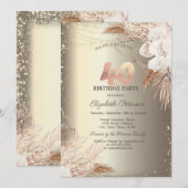 Boho Flowers,Lights Glitter Frame Gold 40th  Kaart (Voorkant / Achterkant)