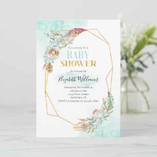 Boho Flowers Lijst Baby shower Uitnodiging