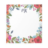 Boho Flowers Monogrammed Notitieblok (Voorkant)