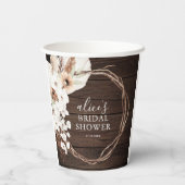 Boho Flowers Pampa Grass Botanisch Vrijgezellenfee Papieren Bekers (Achterkant)