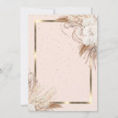 Boho Flowers Pampas Grass Gold Lijst Pensioen Kaart (Achterkant)