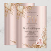 Boho Flowers Pampas Roos Gold 70e verjaardag Kaart (Voorkant / Achterkant)