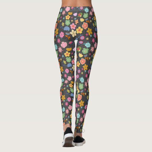 Boho Flowers Pattern B01.b Dgrey BG Leggings (Achterkant)