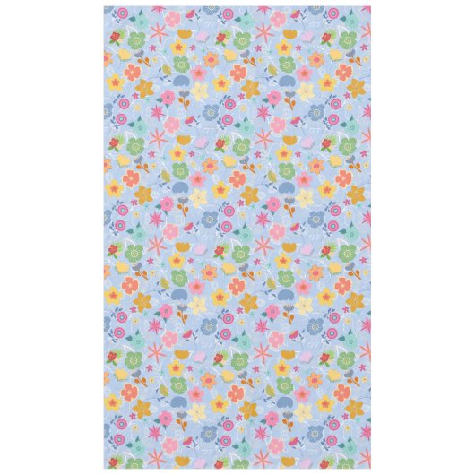Boho Flowers Pattern B01.w Lblue BG Tafelkleed (Voorkant)