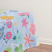 Boho Flowers Pattern B01.w Lblue BG Tafelkleed (Voorbeeld)