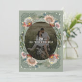 Boho Flowers Photo Save the Date Kaart (Staand voorkant)