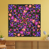 Boho Flowers Pink, Coral and Paars Beauful Canvas Afdruk (Insitu (Woonkamer))