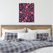 Boho Flowers Pink, Coral and Paars Beauful Canvas Afdruk (Insitu (Slaapkamer))