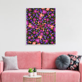Boho Flowers Pink, Coral and Paars Beauful Canvas Afdruk (Insitu (Woonkamer))