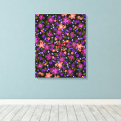 Boho Flowers Pink, Coral and Paars Beauful Canvas Afdruk (Insitu (Houten vloer))