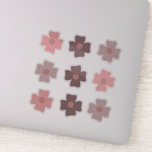 Boho Flowers Pink Earthy Tones Sticker (Detail)