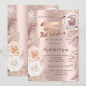 Boho Flowers Roos Gold 35e verjaardagsfeestje Kaart (Voorkant / Achterkant)