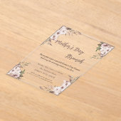 Boho Flowers Roos Gold Moederdag Brunch Acryl Uitnodigingen (Laagn)