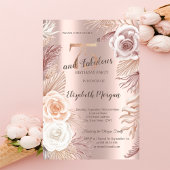 Boho Flowers Rose Gold 75e anniversaire Invitation