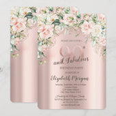 Boho Flowers Rozen Roos Gold 90ste verjaardag Kaart (Voorkant / Achterkant)