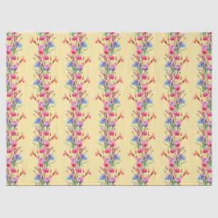 Boho Flowers & Stripes Pattern Floral Cute Yellow Tissuepapier