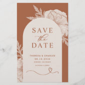 Boho Flowers Terracotta Arch Save the Date Card (Voorkant)