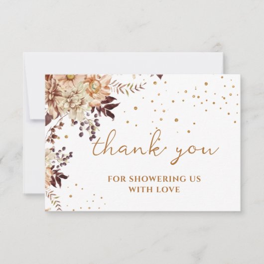 Boho Flowers tombe carte de remerciements de douch (Devant)