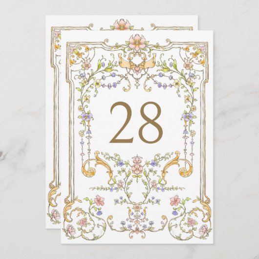   Boho Flowers Trouwtafel Nummer Kaart (Voorkant / Achterkant)