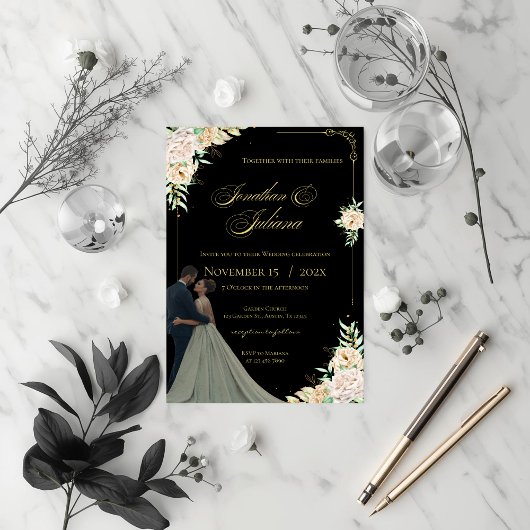 Boho Flowers Wedding Invitation