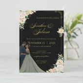 Boho Flowers Wedding Invitation Kaart (Staand voorkant)
