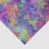 Boho Flowers White Line Art op Stropdas geverfde l Tissuepapier (Detail)