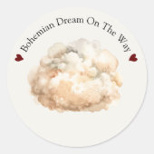 Boho Fluffy Cloud Beige Baby shower Ronde Sticker (Voorkant)