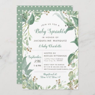 BOHO Foliage Eucalyptus Greenery Baby Sprinkle Kaart