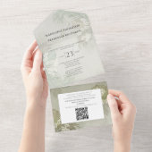 Boho Foliage Tropical Palm Leaves Budget QR Code All In One Uitnodiging (Afscheurbaar)