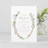 Boho Foliage Wreated Baby shower Kaart (Staand voorkant)