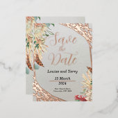 Boho & Folie Sla de datum op Uitnodiging Briefkaart (Voorkant / Achterkant)