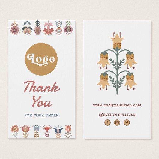 boho folk art fleurs paquet insérer (Devant & derrière)