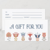 Boho Folk Art Flowers Cadeaubon (Voorkant / Achterkant)