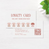 boho folk art flowers qr code carte de fidélité (Bureau)