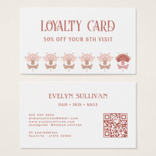 boho folk art flowers qr code carte de fidélité