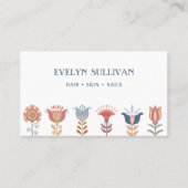 boho folk art flowers qr code carte de visite (Devant)