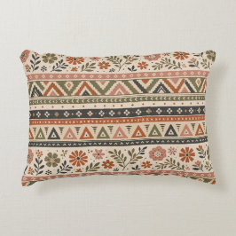 Boho Folk Bloem Geometrisch Naadloos Patroon Accent Kussen