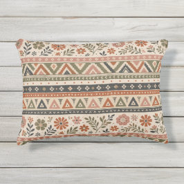 Boho Folk Bloem Geometrisch Naadloos Patroon Buitenkussen