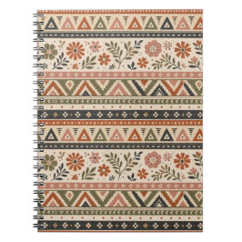 Boho Folk Bloem Geometrisch Naadloos Patroon Notitieboek