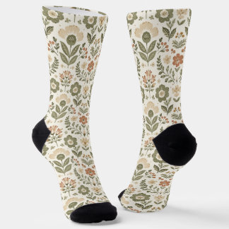 Boho Folk Bloemen Aardse Kleuren Sokken
