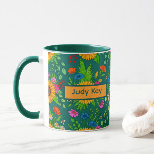 Boho Folk Bloemen Elegant Cadeau Mok