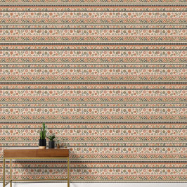 Boho Folk Bloemige Geometrische Naadloos Patroon Behang