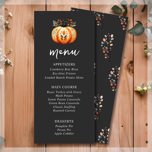 Boho Folk Citrouille Thanksgiving Diner Menu
