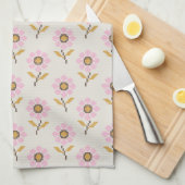 Boho Folk Cross Stitch Floral Keuken Handdoek (Quarter Fold)