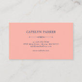 Boho Folk Flower Pattern - Deep Blue & Coral Visitekaartje (Achterkant)