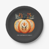 Boho Folk Pumpkin Thanksgiving Papieren Bordje (Voorkant)