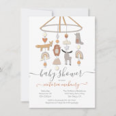 Boho Forest Animals Mobile Baby shower Invitation Kaart (Voorkant)