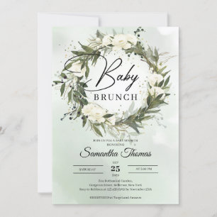 Boho Forest greenery foliage white roses brunch Kaart